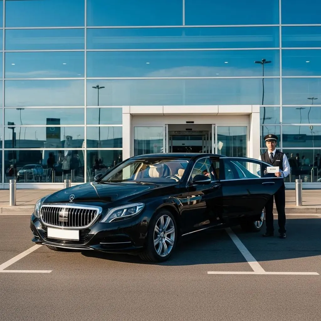 Luxury black car service for NJ airport transfers with professional chauffeur