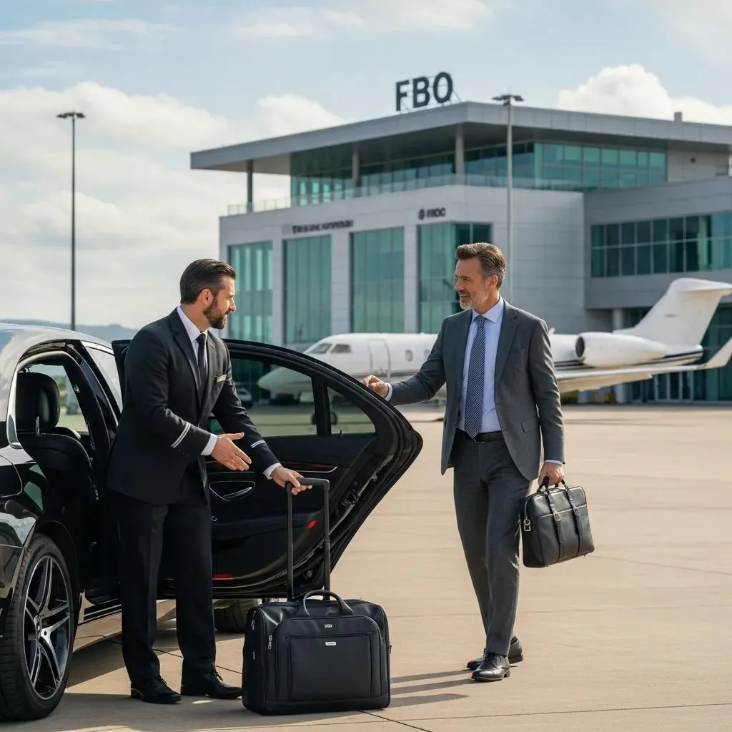 VIP airport transportation service for private jet travelers with luxury chauffeur