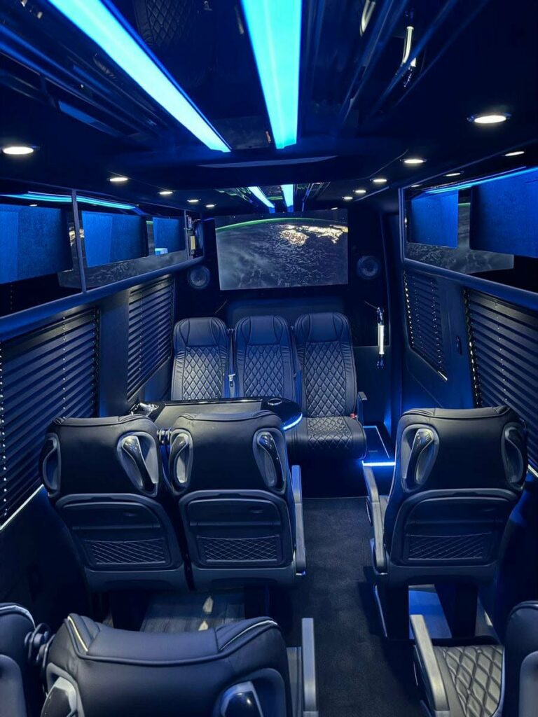 Mercedes Sprinter Van Service NJ with 14 passenger luxury interior design for executive travel